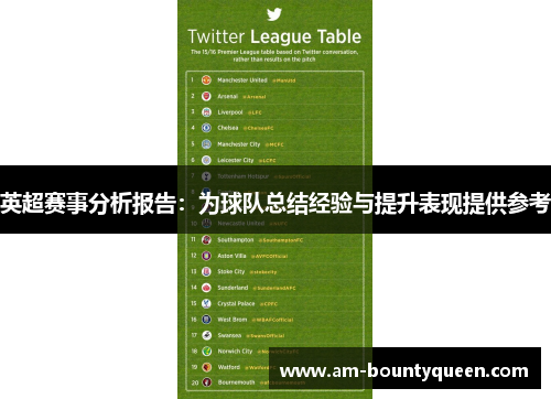 英超赛事分析报告：为球队总结经验与提升表现提供参考